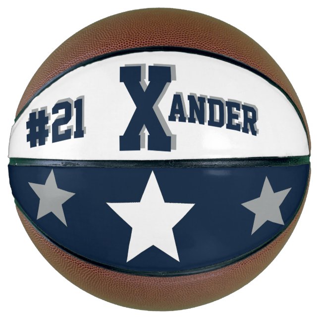 Monogram Blue, Grey, and White Basketball (Front)