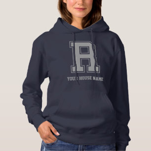 Monogram Blue Grey College House Initial R Hoodie