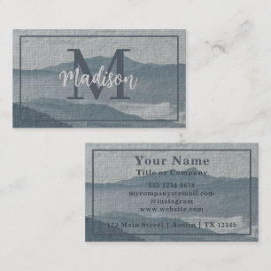 Monogram Blue Grey Mountain Watercolor Art Business Card