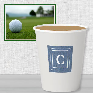 Monogram, Blue Jean Denim Print 8oz Paper Cups