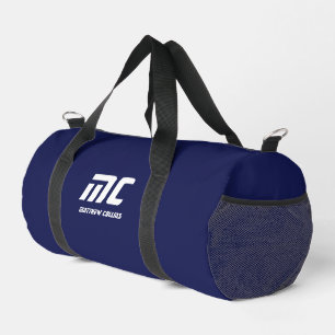 Monogram Blue Minimalist White Name Simple for Him Duffle Bag