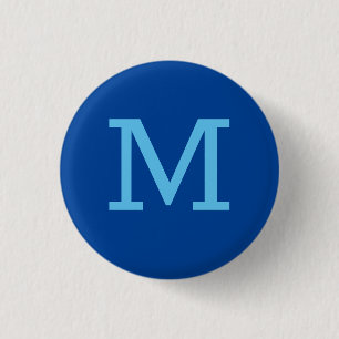 Monogram Blue Modern Add Your Name Initial 3 Cm Round Badge