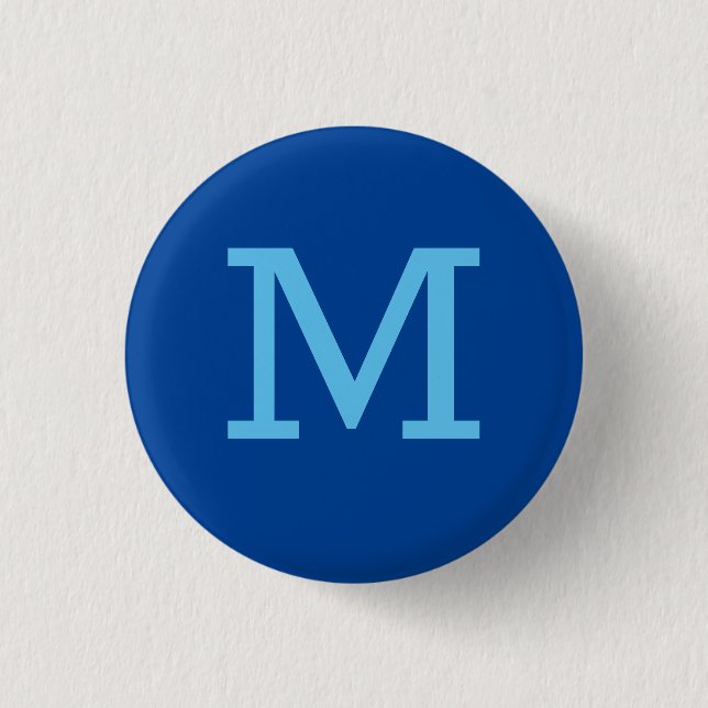 Monogram Blue Modern Add Your Name Initial 3 Cm Round Badge (Front)