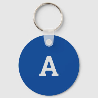 Monogram Blue Modern Add Your Name Initial Key Ring