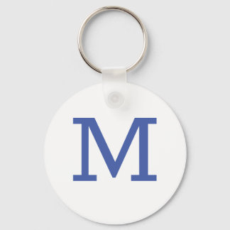 Monogram Blue Modern Add Your Name Initial Key Ring