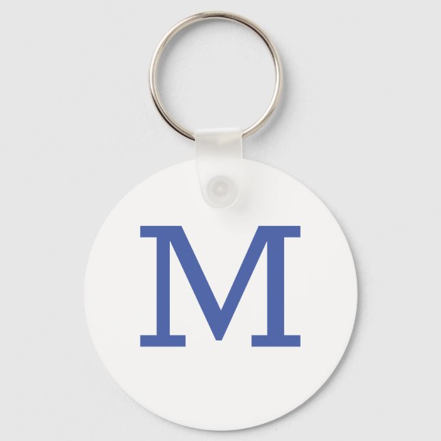 Monogram Blue Modern Add Your Name Initial Key Ring (Front)