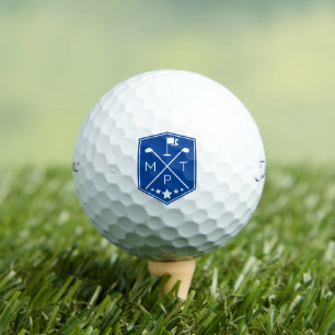 Monogram Blue Name Personalised Golf Balls