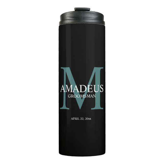 Monogram Blue Named thermal tumbler (Front)