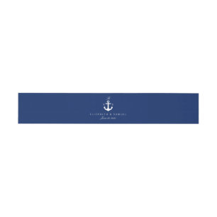 Monogram Blue Nautical Anchor Elegant Belly Bands Invitation Belly Band