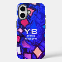 Monogram blue navy indigo abstract colourful brigh