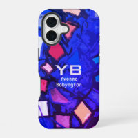 Monogram blue navy indigo abstract colourful brigh