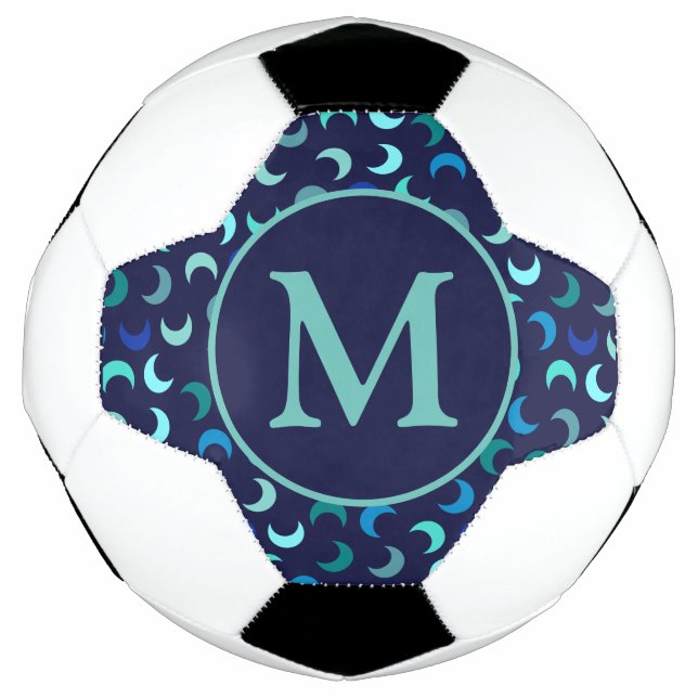 Monogram Blue New Moon Pattern Football (Front)