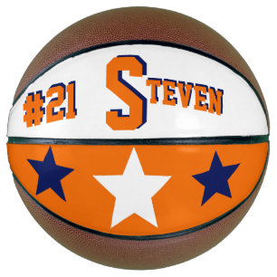 Monogram Blue, Orange, and White Basketball