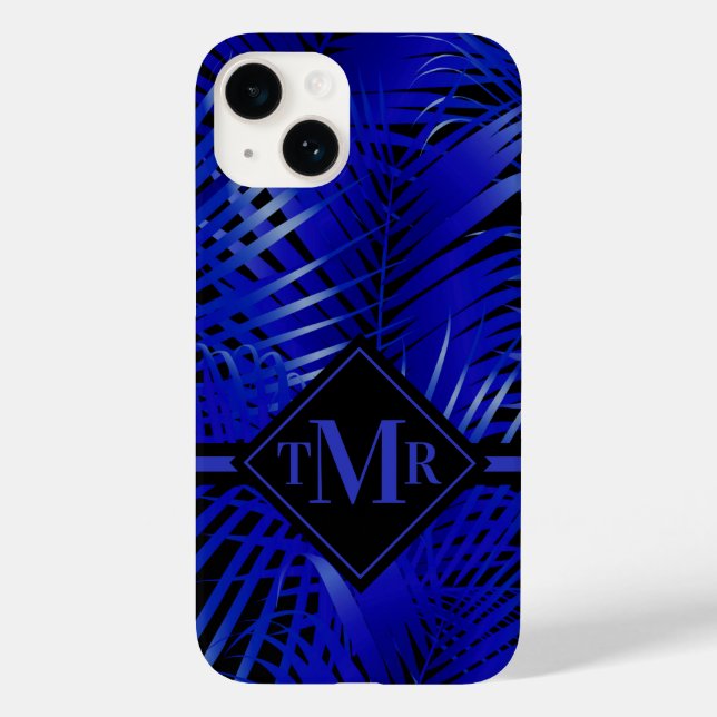 Monogram Blue Palm Case-Mate iPhone Case (Back)