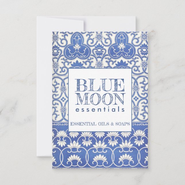 Monogram Blue Pattern Essential Oils Soaps Gift Card (Front)