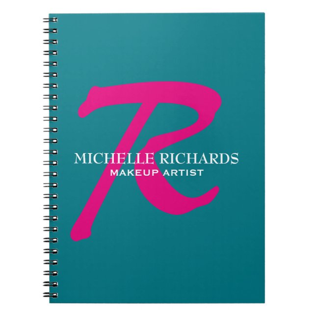 Monogram Blue & Pink Makeup Artist Notebook (Front)