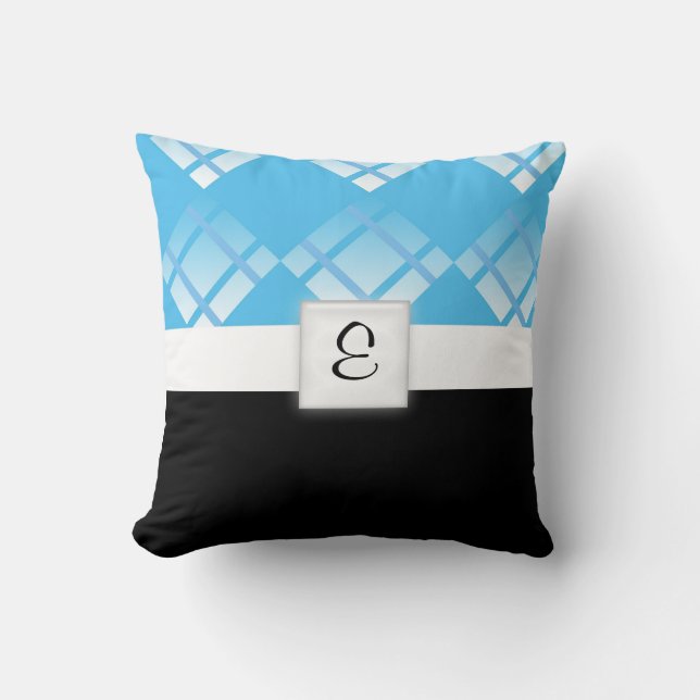 monogram blue plaids cushion (Front)
