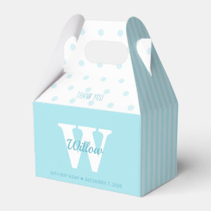 Monogram Blue Polka Dots Stripes Gable Favour Box