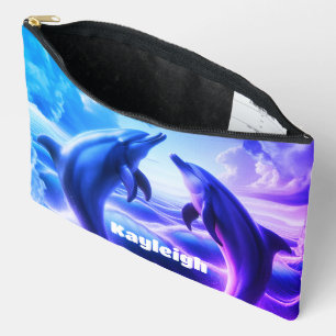 Monogram Blue Purple Dolphins Ocean   Accessory Pouch