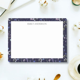 Monogram Blue Purple Pretty Wildflower Floral Post-it Notes