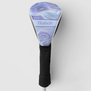 Monogram Blue Purple Silver Glitter Agate Marble Golf Head Cover