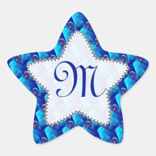Monogram Blue Purple Star Sticker