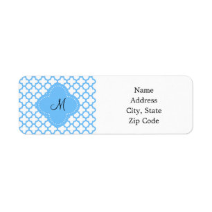 Monogram Blue Quatrefoil Pattern