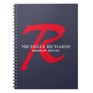 Monogram Blue & Red Makeup Artist Notebook