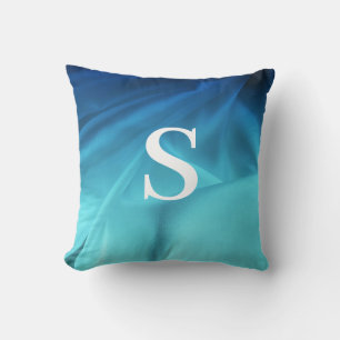 Monogram Blue Satin  Cushion