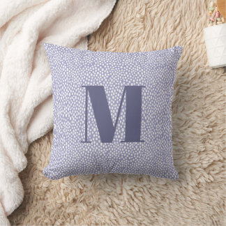 Monogram Blue Simple Painted Dots Pattern Cushion