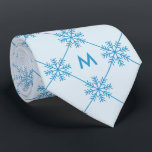 Monogram Blue Snowflakes Diagonal Square Pattern Tie<br><div class="desc">This stylish tie features blue snowflakes in a square diagonal pattern against a light blue background with a monogram at the bottom. A perfect addition to your outfit this winter / Christmas season. Check out other matching items here https://www.zazzle.com/collections/happiest_holidays_let_it_snow_collection-119993136930236969?rf=238364477188679314 Personalise it by replacing the placeholder text. For more options like...</div>