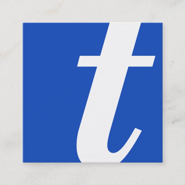 monogram blue square square business card (Front)