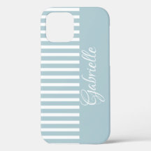 MONOGRAM BLUE STRIPED iPHONE CASE
