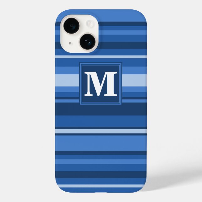 Monogram blue stripes  Case-Mate iPhone case (Back)