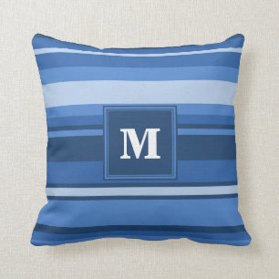 Monogram blue stripes cushion