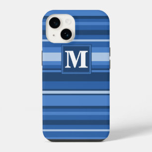 Monogram blue stripes iPhone 14 case