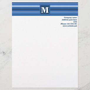 Monogram blue stripes letterhead template