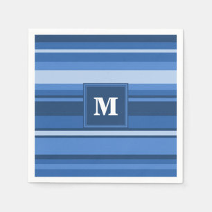 Monogram blue stripes napkin