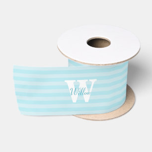 Monogram Blue Stripes Satin Ribbon