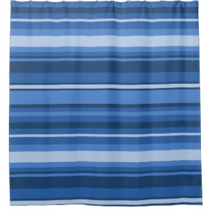 Monogram blue stripes shower curtain