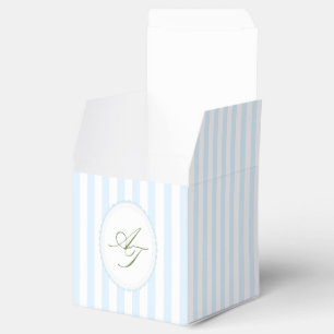Monogram Blue Stripes Wedding Favour Box