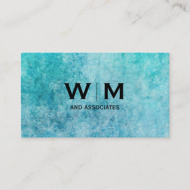 Monogram | Blue Texture | Simple Business Card (Front)