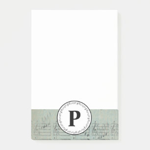 Monogram Blue Vintage Sheet Music Note Musician