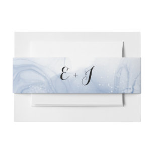 Monogram Blue Watercolor Wedding Invite Belly Band Invitation Belly Band