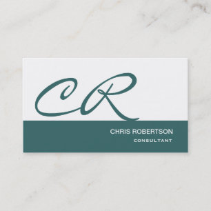 Monogram Blue White Consultant Business Card