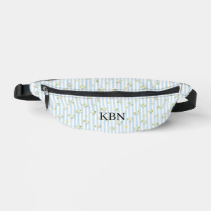 Monogram Blue White Stripes Lemons Mediterranean Bum Bags
