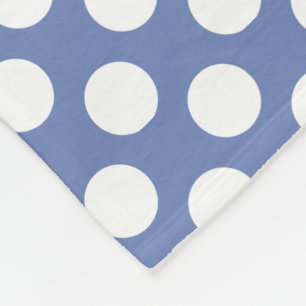 Monogram Blue White Trendy Fun Polka Dot Pattern Fleece Blanket