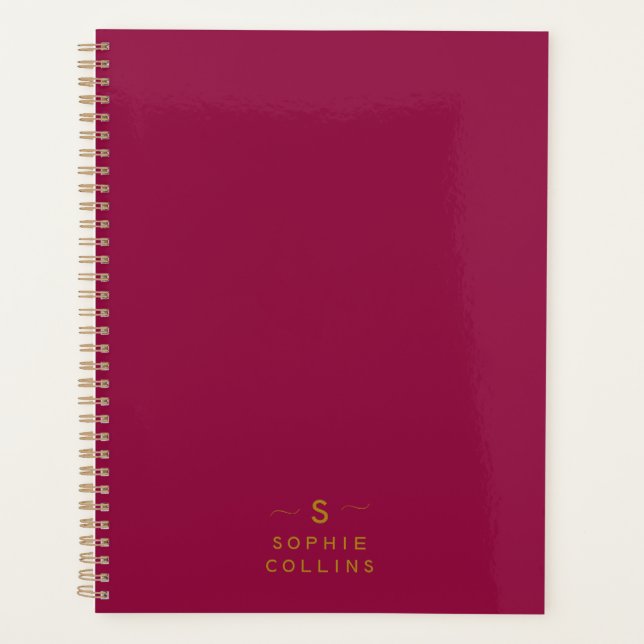Monogram Blush Cherry Gold Name Planner (Front)