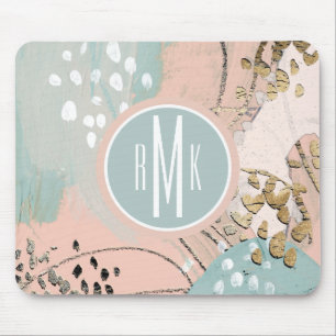 Monogram   Blush & Gold I Mouse Mat