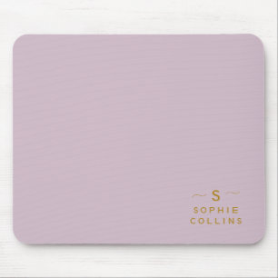 Monogram Blush Lavande Gold Minimalist Name Mouse Mat